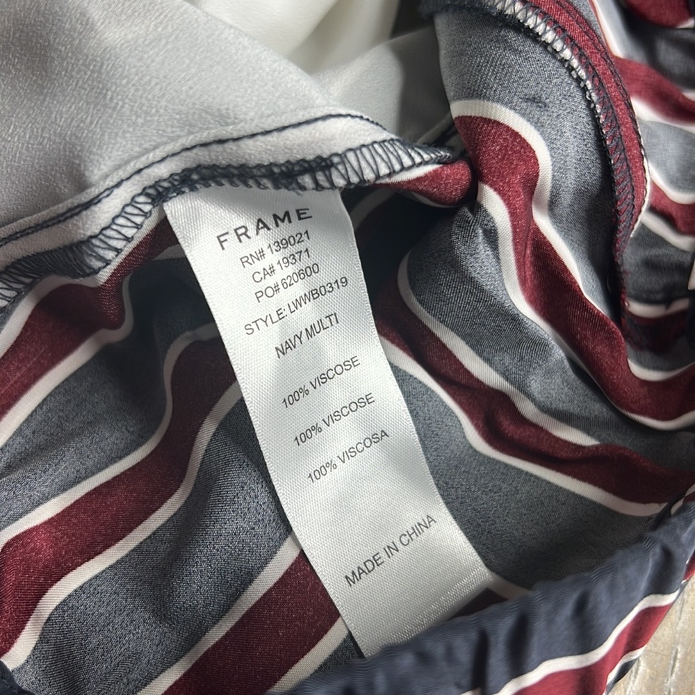 FRAME Easy Striped Charmeuse Wide-Leg Viscose Pant L - Picture 5 of 10